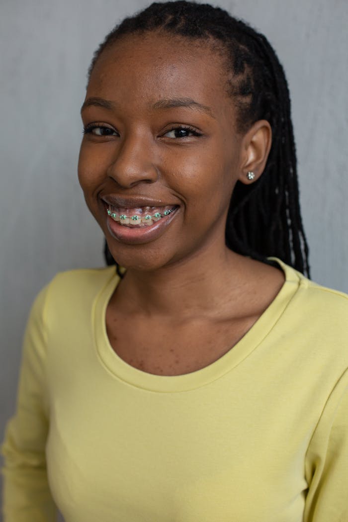 Metal conventional Braces braces showing Patient